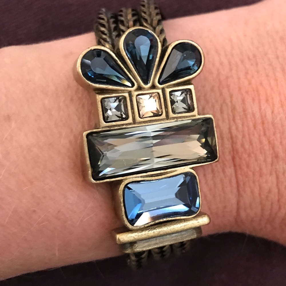 K&R Rhinestone and Brass Bracelet w magnetic clasp